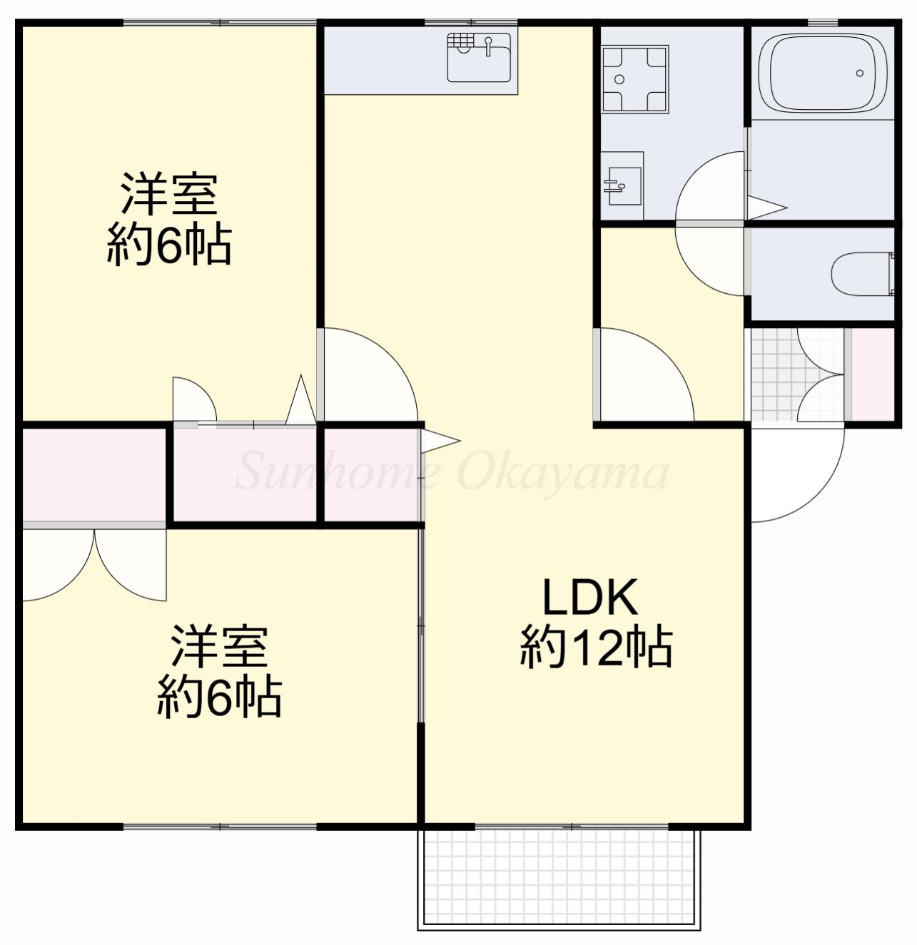 ヴェッセルA(2LDK/2階)の間取り写真