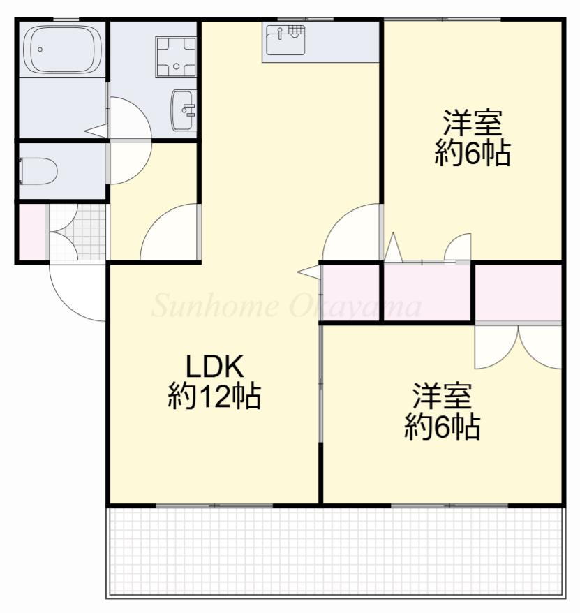 ヴェッセルA(2LDK/1階)の間取り写真