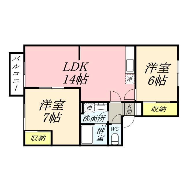 プレベルジュB(2LDK/2階)の間取り写真