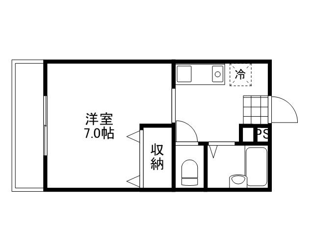 カーサ・アネーロB(1K/1階)の間取り写真