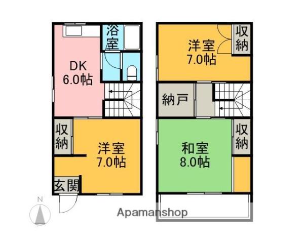 津山線 法界院駅 徒歩18分 2階建 築35年(3DK)の間取り写真