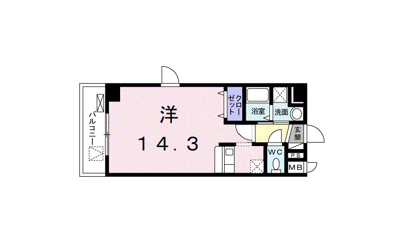 リョーアイ(ワンルーム/4階)の間取り写真