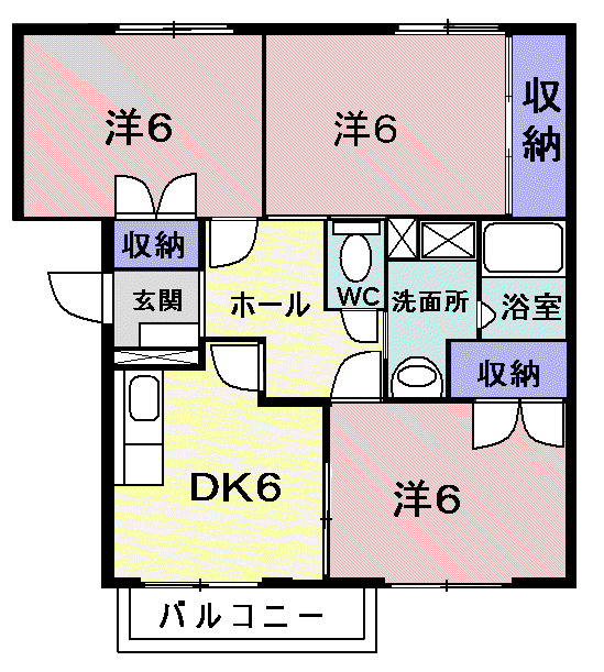 ニューエルディムゆうC(3DK/2階)の間取り写真