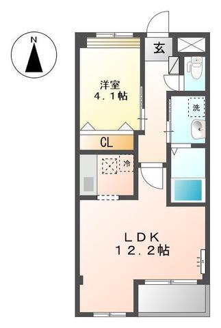 BLUE TERRAⅡ(1LDK/2階)の間取り写真
