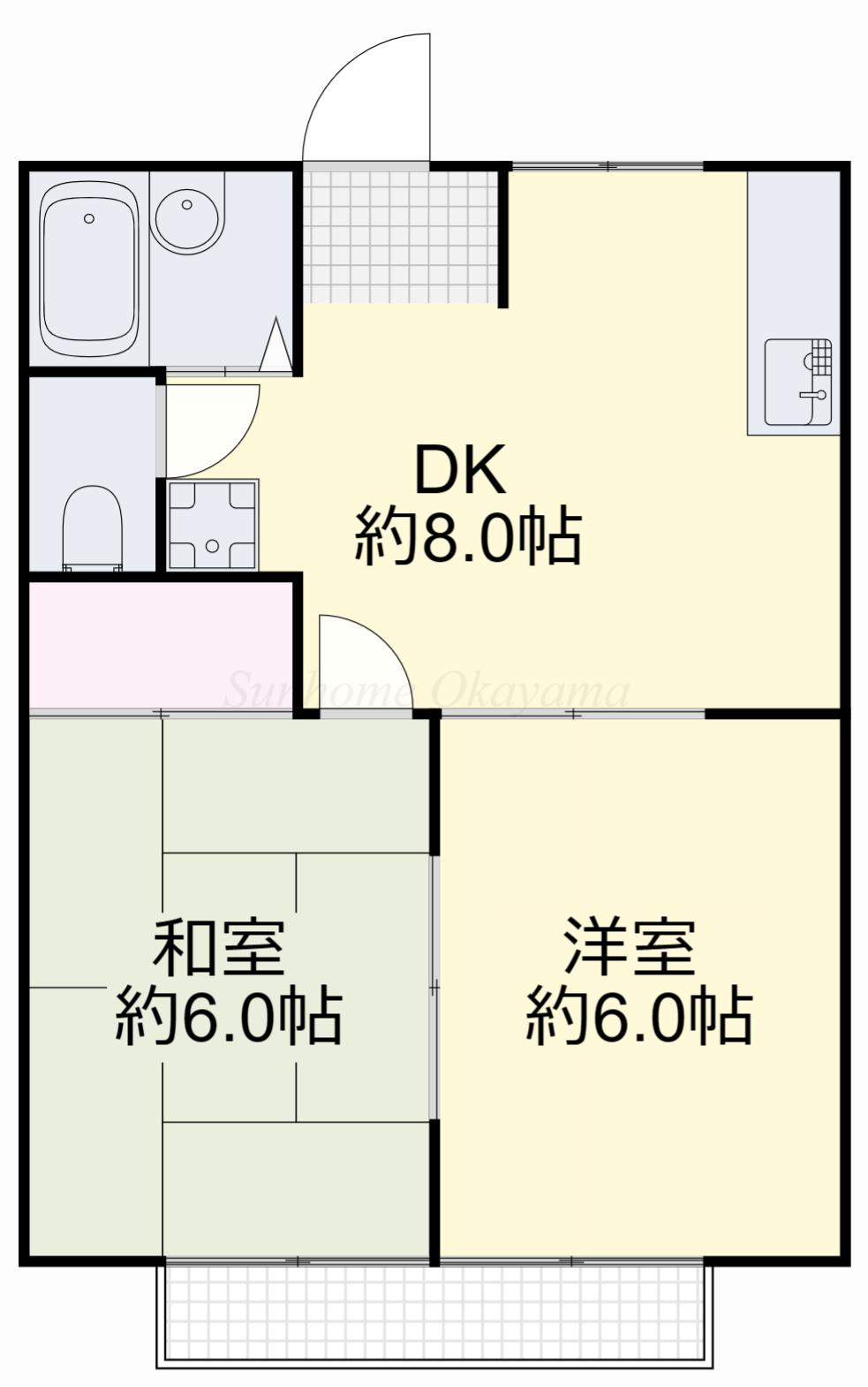 メゾンフォレスタⅣ(2DK/1階)の間取り写真
