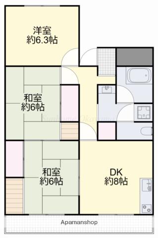 ガーデンコートほなみ(3DK/2階)の間取り写真