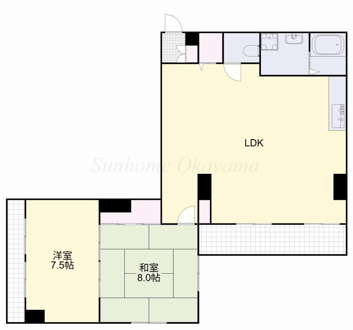 角南春日第2フォートレス(2LDK/6階)の間取り写真
