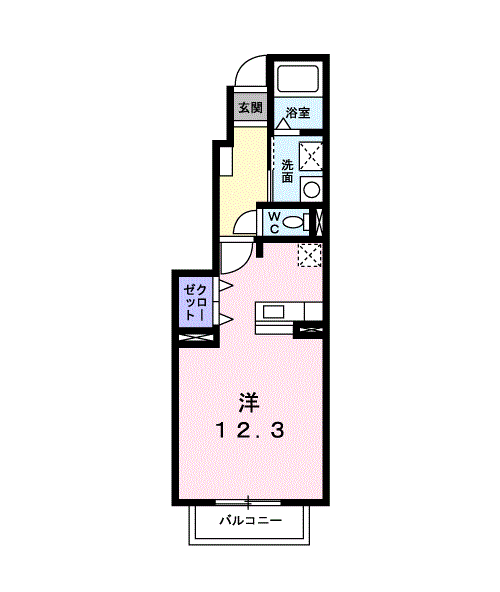 ノーブル飛鳥A(ワンルーム/1階)の間取り写真