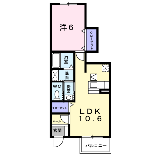 グレース吉井川(1LDK/1階)の間取り写真
