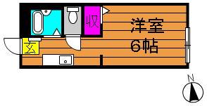 サンクオーレ青江(ワンルーム/2階)の間取り写真