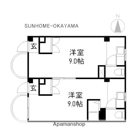 アイヨコヤマ(2R/1階)の間取り写真