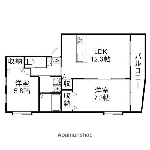 第8ビル(2LDK/2階)の間取り写真