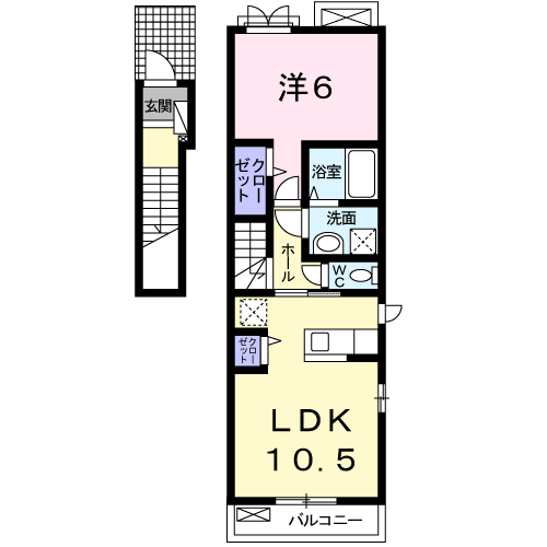 アンジュ・プルーム(1LDK/2階)の間取り写真