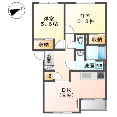 サンハイツ・ファインフェロー(2LDK/1階)の間取り写真