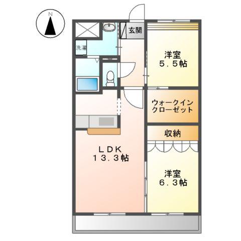 プラッツ・ユーⅠ(2LDK/1階)の間取り写真