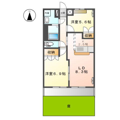 ベルメゾン(2LDK/1階)の間取り写真