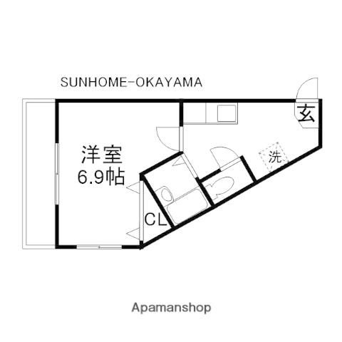 ポテト国富(1K/4階)の間取り写真