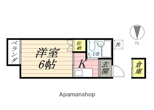 高山コーポ2F(1K/2階)の間取り写真
