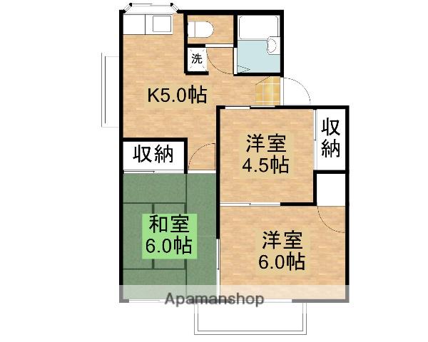 喜タヤB(3K/2階)の間取り写真