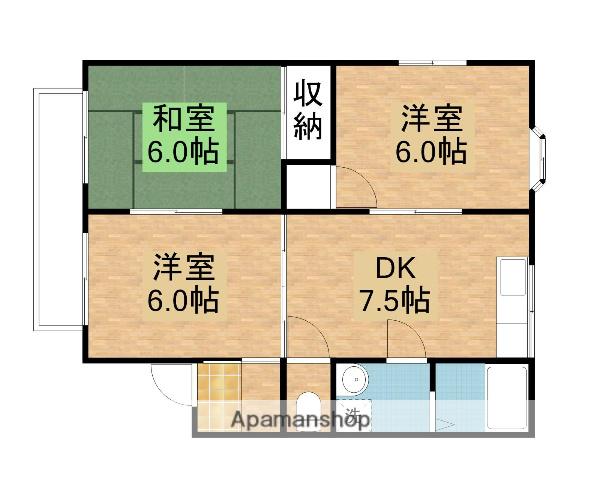 エクセルフラッツ1(3DK/2階)の間取り写真