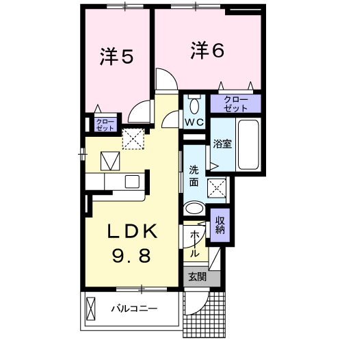 アネックス・KAKUSUI Ⅰ(2LDK/1階)の間取り写真