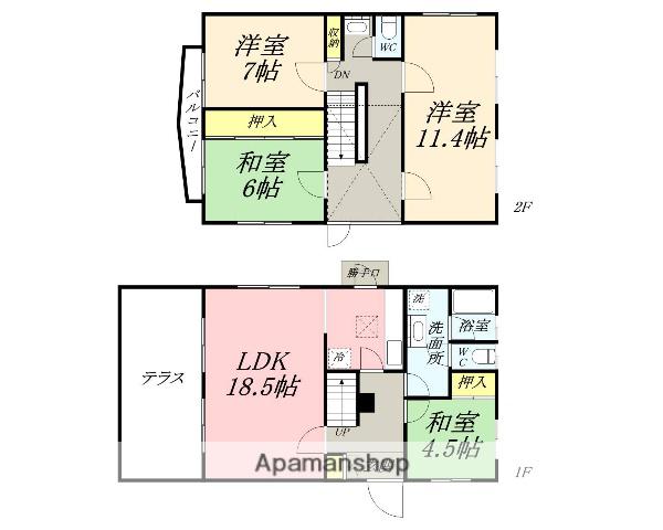 宇野線 備前西市駅 徒歩35分 2階建 築49年(4LDK)の間取り写真