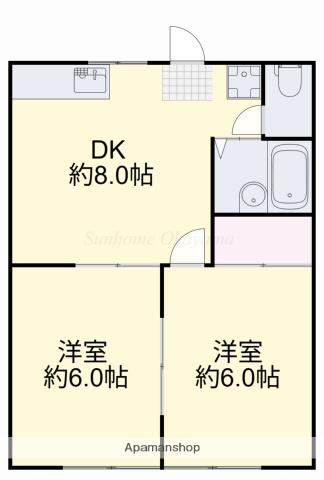 シンプル14(2DK/2階)の間取り写真