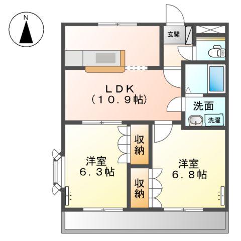 リープクレセント(2LDK/2階)の間取り写真