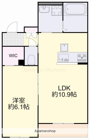 CHALEUR新保(1LDK/1階)の間取り写真