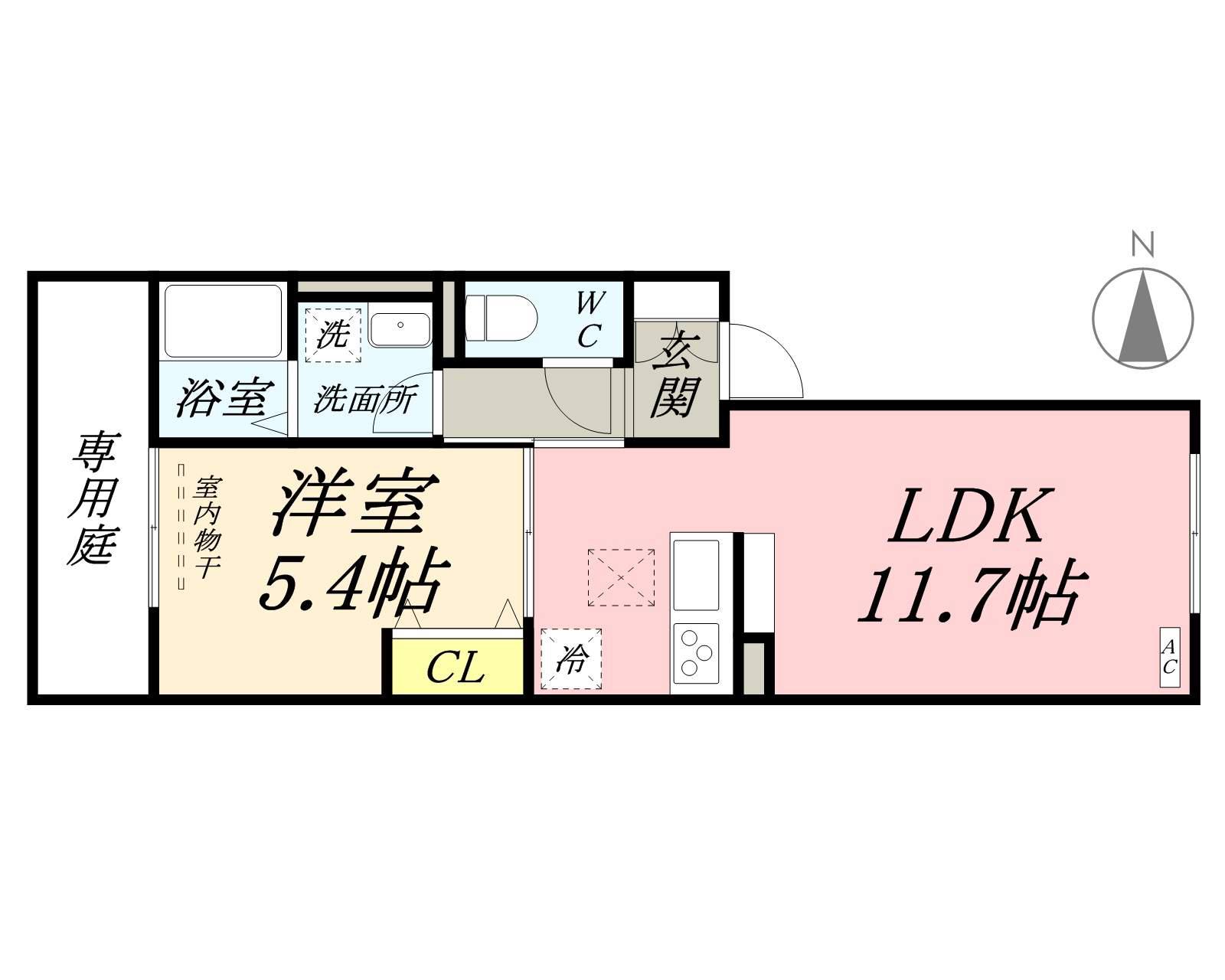 あかりⅡ(1LDK/1階)の間取り写真
