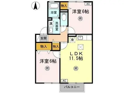 セレーノ平田(2LDK/1階)の間取り写真