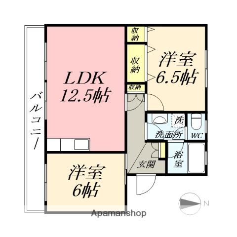 サンライズパレス(2LDK/2階)の間取り写真