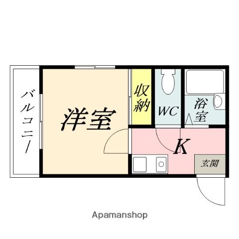 清輝橋第2レジデンス(1K/1階)の間取り写真