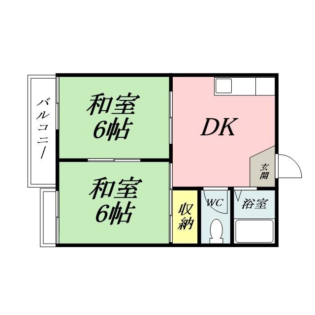 タウニィ青江(2DK/2階)の間取り写真