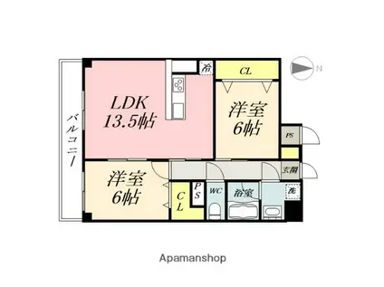 グランスクエア岡山駅西(2LDK/7階)の間取り写真