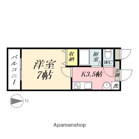 クレセント富町(1K/1階)の間取り写真