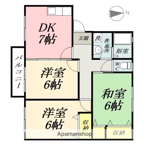 あくらコーポA(3DK/2階)の間取り写真