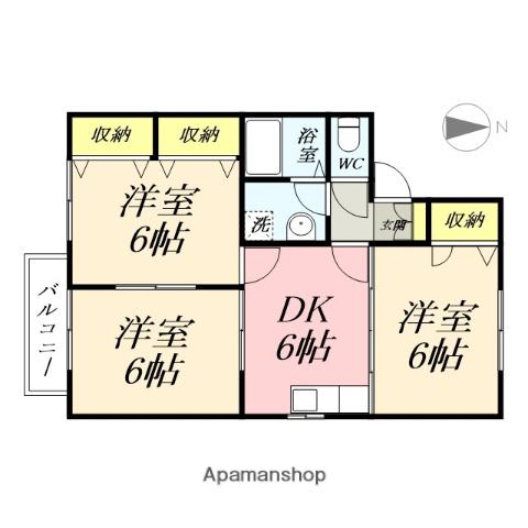 あくらコーポB(3DK/2階)の間取り写真