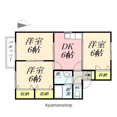 あくらコーポB(3DK/2階)の間取り写真