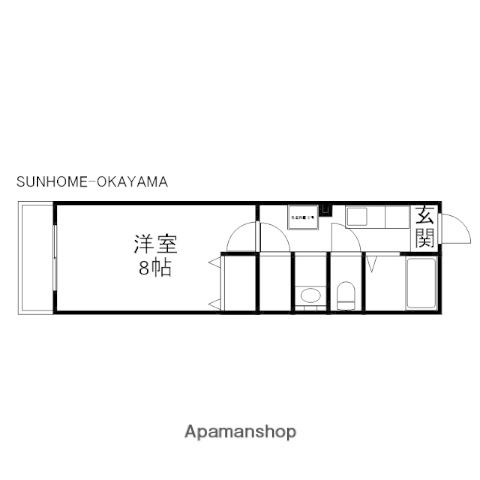 ラッキーハウス 南棟(1K/2階)の間取り写真