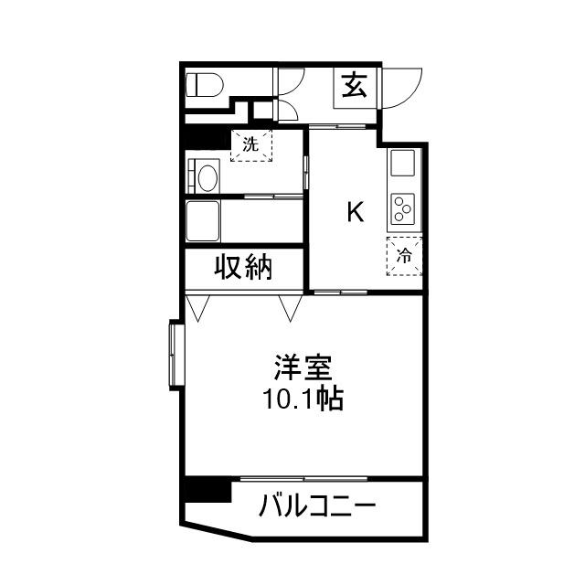 ルネス武富Ⅱ(1K/2階)の間取り写真