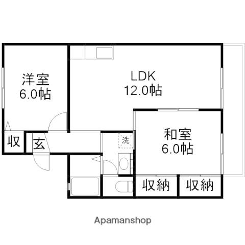 グランジュール津島A(2LDK/2階)の間取り写真