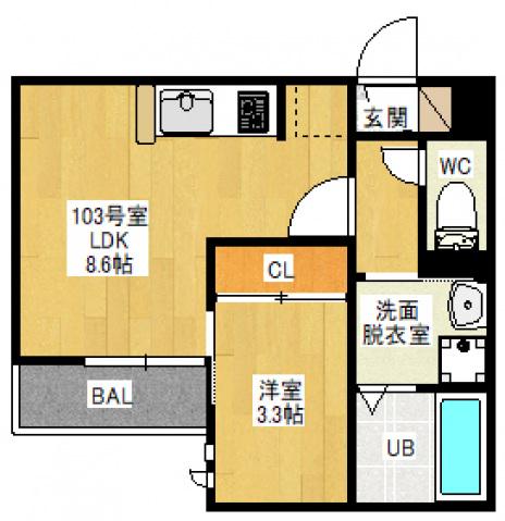 GRANDTIC ETERNALLYグランティック エターナリ(1LDK/1階)の間取り写真