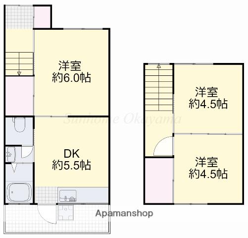 芳泉4丁目メゾネット(3DK)の間取り写真