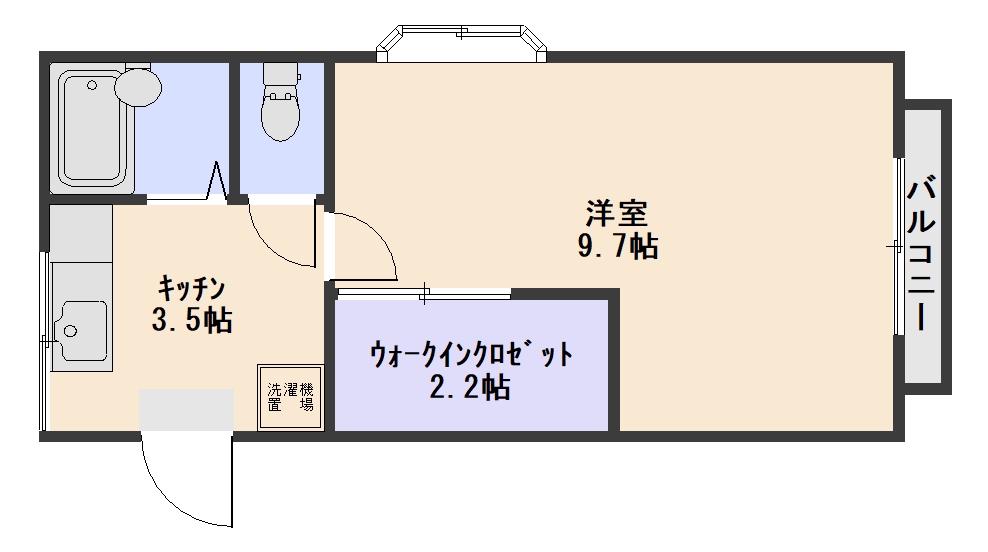 ヴィラ高島(1DK/2階)の間取り写真