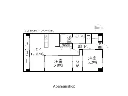 サンライト門田屋敷(2LDK/2階)の間取り写真