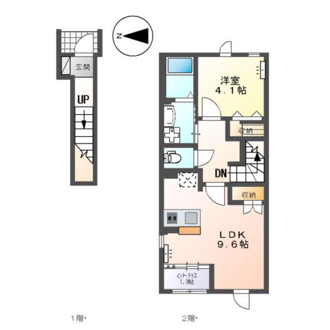 ウィステリアⅣ(1LDK/2階)の間取り写真