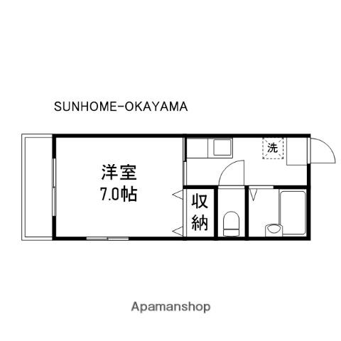 グレイスマルミⅢ(1K/2階)の間取り写真