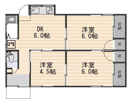 岡山県岡山市南区 1階建 築127年(3DK/1階)の間取り写真