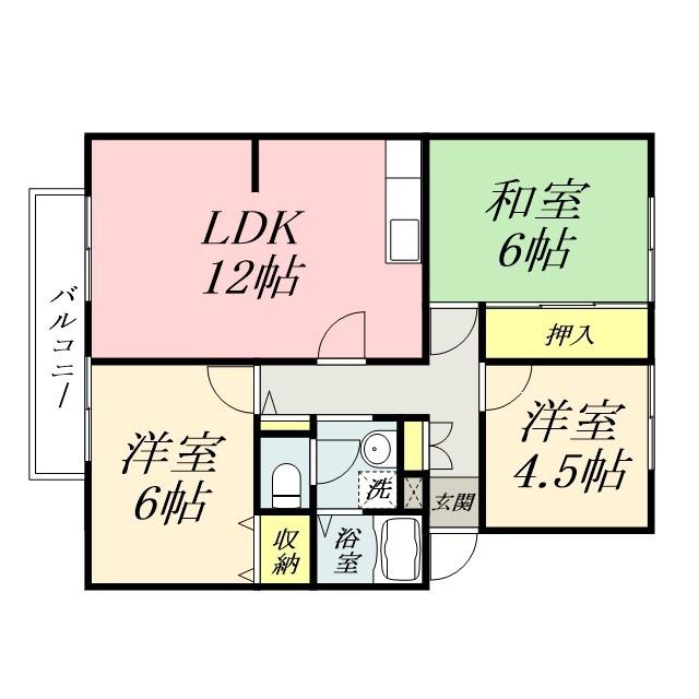 サンビレッジ西大寺(3LDK/1階)の間取り写真